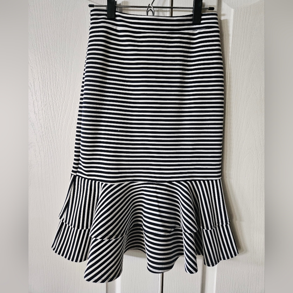 Banana Republic striped trumpet pencil skirt, 0